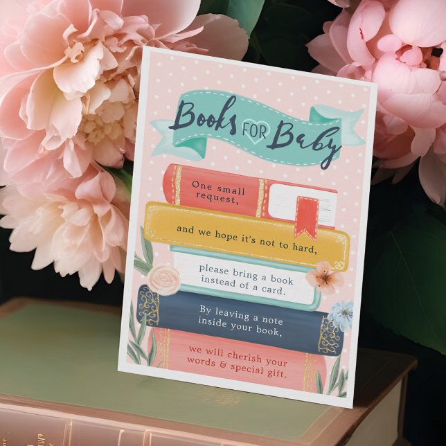 Chic Books For Baby Floral Book Theme Baby Shower Enclosure Card (Chic Books For Baby Floral Book Theme Baby Shower Enclosure Card)