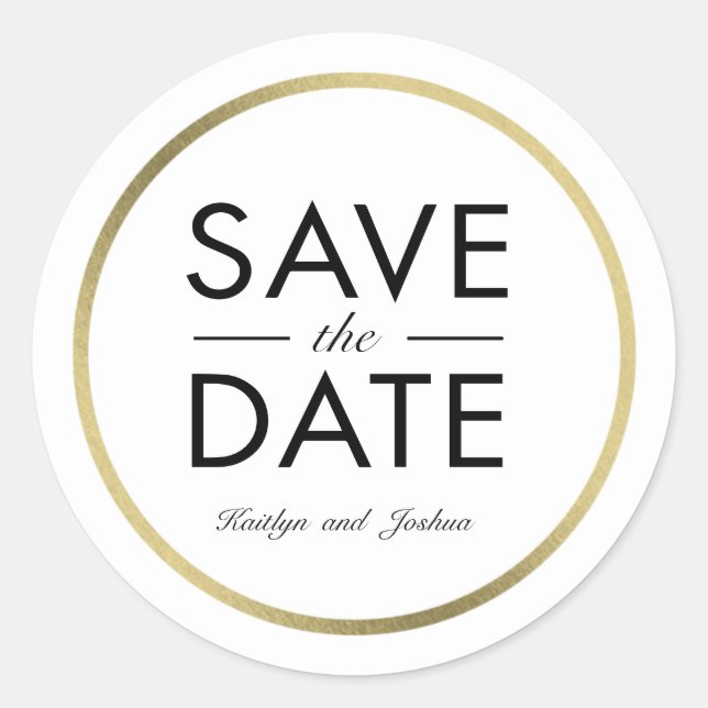 Chic Border Wedding Save The Date Sticker (Front)