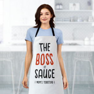 Chic Boss Mum Red Black White Modern Family Baking Apron