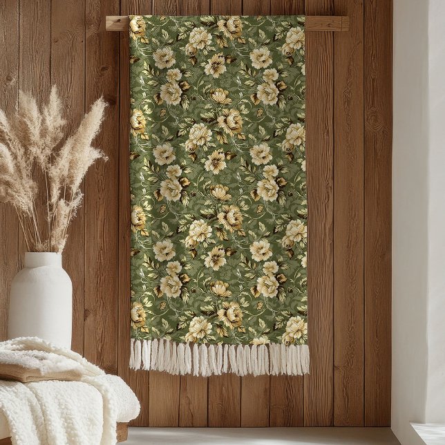 Chic Botanical Blanket Sage Green and Gold Style (Chic Botanical Blanket Sage Green and Gold Style)