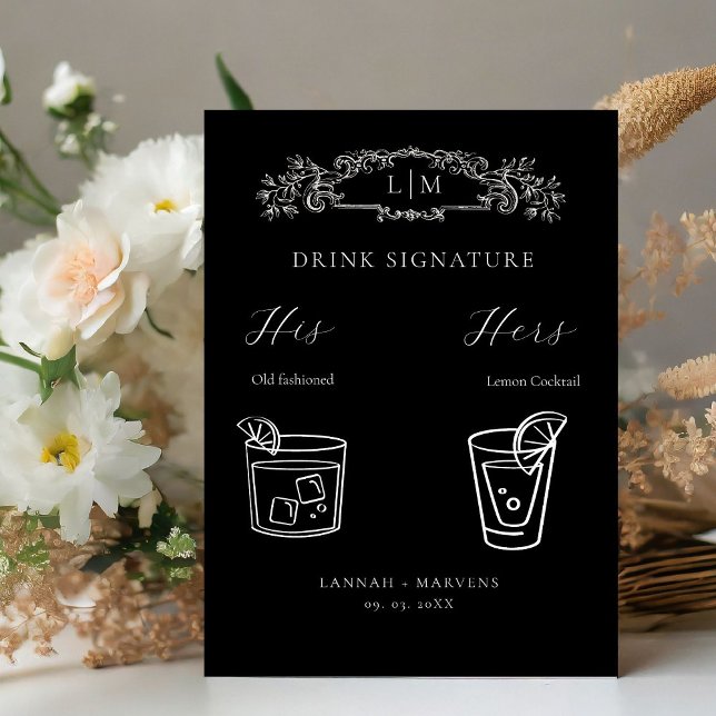  Chic Botanical crest Signature Drink wedding Sign (Creator Uploaded)