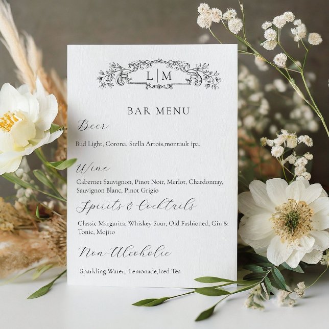  Chic Botanical crest Signature Drink wedding Sign (Creator Uploaded)