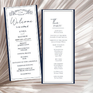 Chic Botanical crest Wedding Program Card