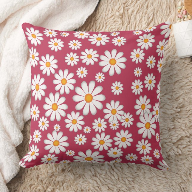 Chic Botanical Daisy Flower  Cushion (Blanket)