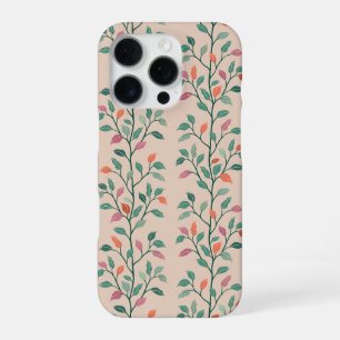 Chic Botanical Elegant Leaf Stripe on Blush iPhone 16 Pro Case
