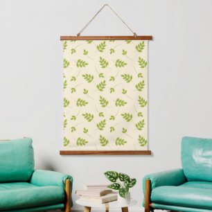 Chic Botanical Green Branches Leaves Seamless  Hanging Tapestry