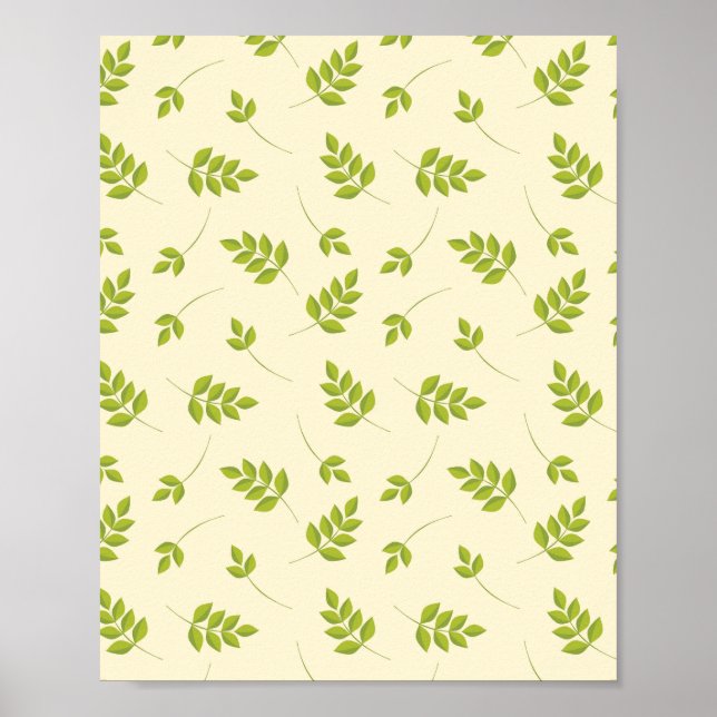 Chic Botanical Green Branches Leaves Seamless  Poster (Front)