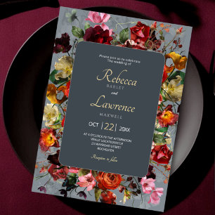 Chic botanical grey wedding invitation