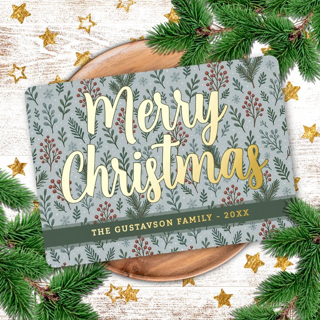 Chic Botanical Holly Berry Floral Pattern Gold (Creator Uploaded)