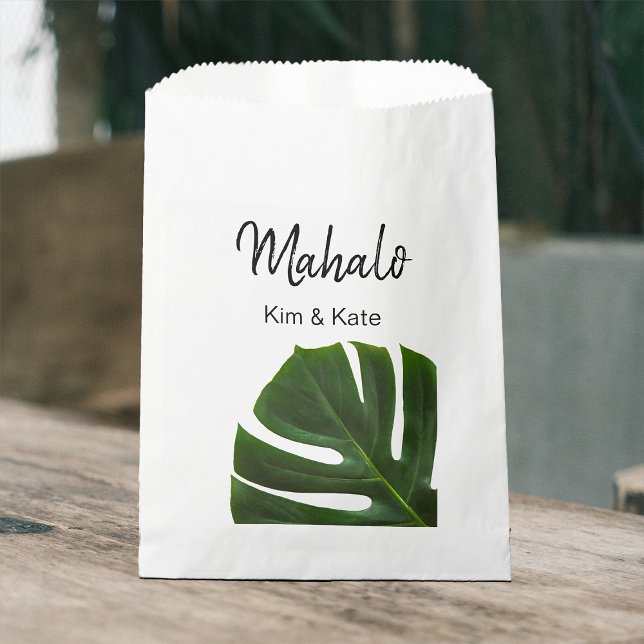 Chic Botanical Mahalo Tropical Philodendron Luau Favour Bags (Creator Uploaded)