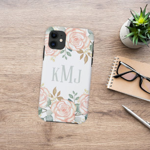 Chic Botanical Monogram Stylish Floral Greenery  Case-Mate iPhone Case