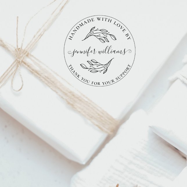 Chic Botanical Whimsical Script Handmade With Love Rubber Stamp (Creator Uploaded)