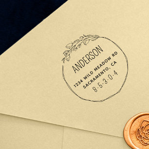 Chic Botanical Wreath Custom Return Address Self-inking Stamp