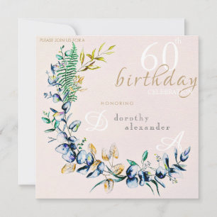 Chic Botanical Wreath Milestone Birthday Invitatio Invitation