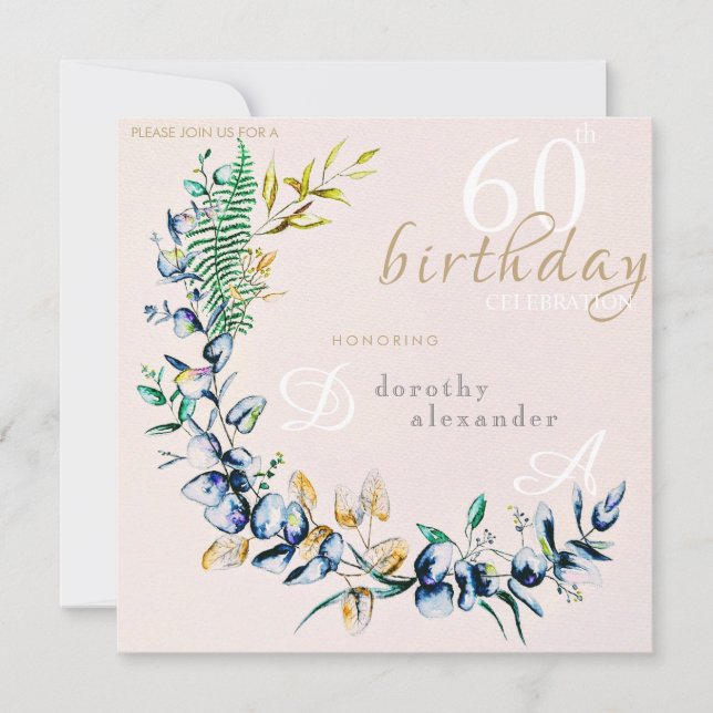 Chic Botanical Wreath Milestone Birthday Invitatio Invitation (Front)
