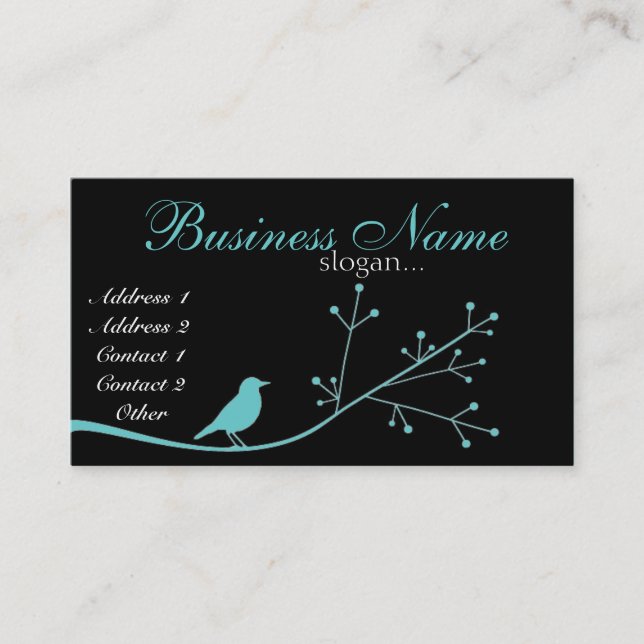 Chic Boutique Blue Bird Business Card (Front)