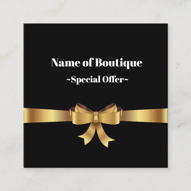 Chic Boutique Gold Bow Ribbon Discount Coupon (Front)