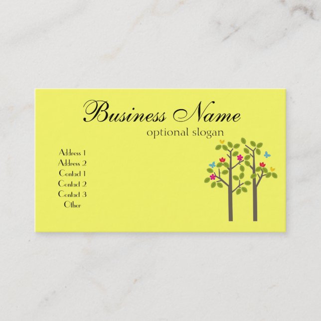 Chic Boutique Yellow Business Card (Front)