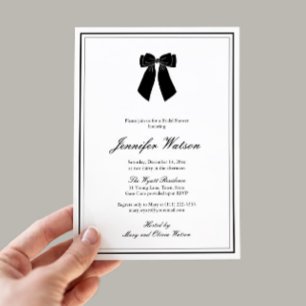 Chic Bow Black And White Old Money Bridal Shower Invitation