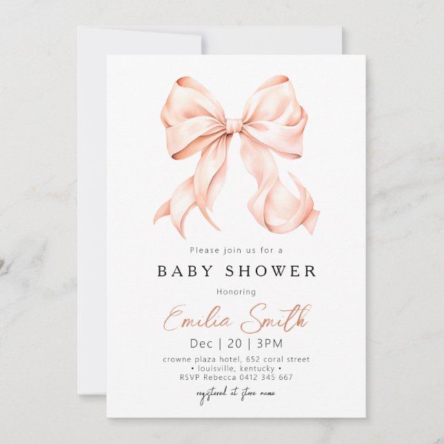Chic Bow Coquette Baby Shower Invitation (Front)
