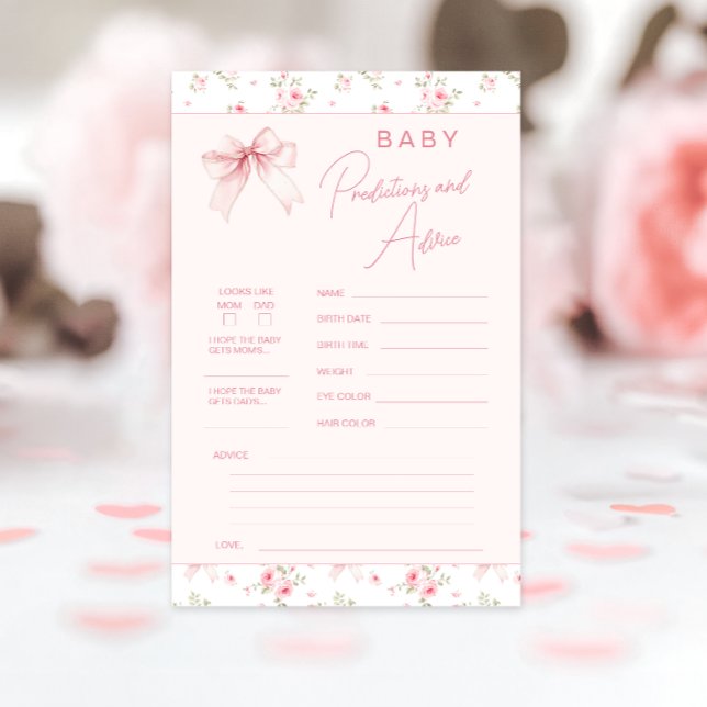 Chic Bow Floral Baby Shower Predictions and Advice (Creator Uploaded)