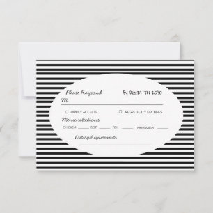 Chic Bow Minimalist Stripe Black White RSVP Card