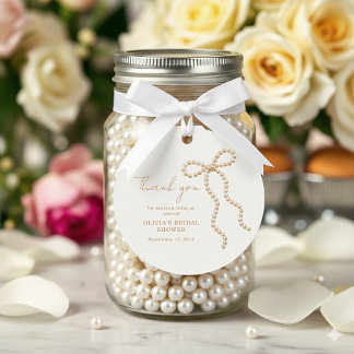 Chic Bow She's Tying the Knot Pearl Bridal Shower  Favour Tags