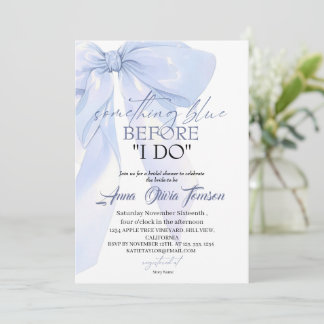 Chic Bow Something Blue Before I DO Bridal Shower Invitation