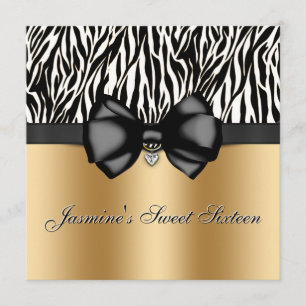 Chic Bowed Zebra Print Invite [Gold]