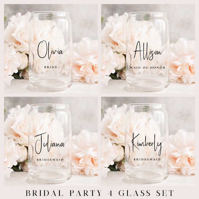 Chic Bridal Party Wedding Can Glass (Creator Uploaded)