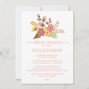 Chic bridal shower floral bouquet invitation