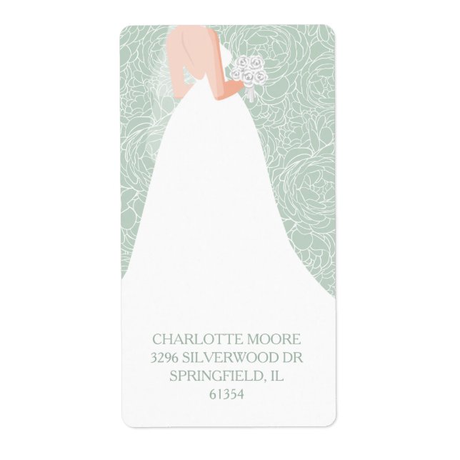 Chic Bridal Shower Pale Green Return Address (Front)