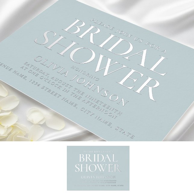 Chic Bridal Shower Photo Typography Grey Silver (Creator Uploaded)