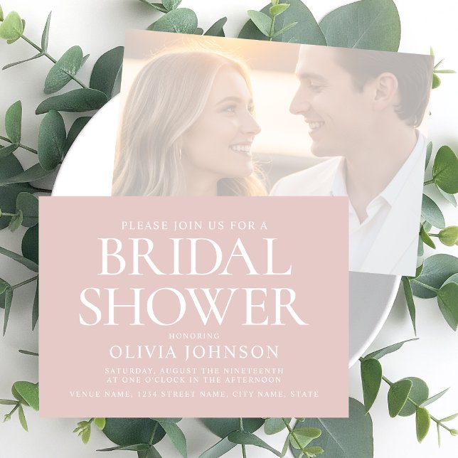 Chic Bridal Shower Photo Typography Wedding Pink Invitation (Creator Uploaded)