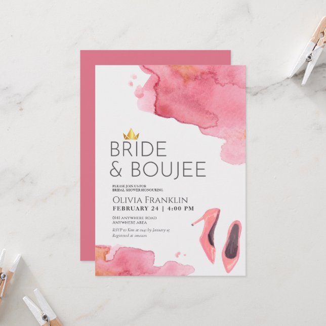 Chic bride and boujee bridal shower invitation (Front/Back In Situ)