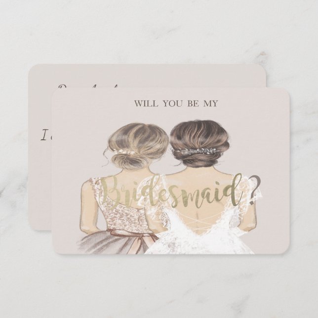 Chic Bride & Bridesmaid, Bridesmaid Card (Front/Back)