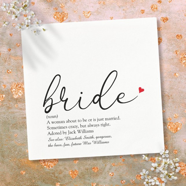 Chic Bride Definition Bridal Shower Script Fun Napkin (Chic Bride Definition Bridal Shower Script Fun Napkins)