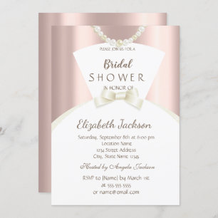 Chic Bride Dress Rose Gold Bridal Shower Invitation