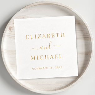 Chic Bride Groom Monogram Wedding Foil Napkins