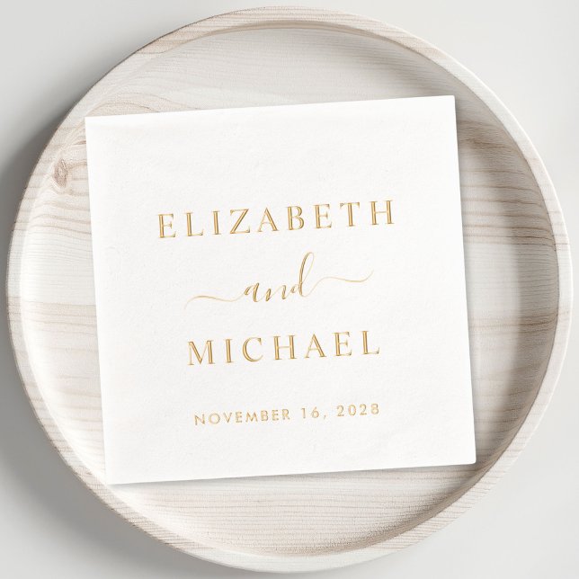 Chic Bride Groom Monogram Wedding Foil Napkins (Elevate your wedding reception decor with these elegant Bride & Groom Monogrammed foil napkins)