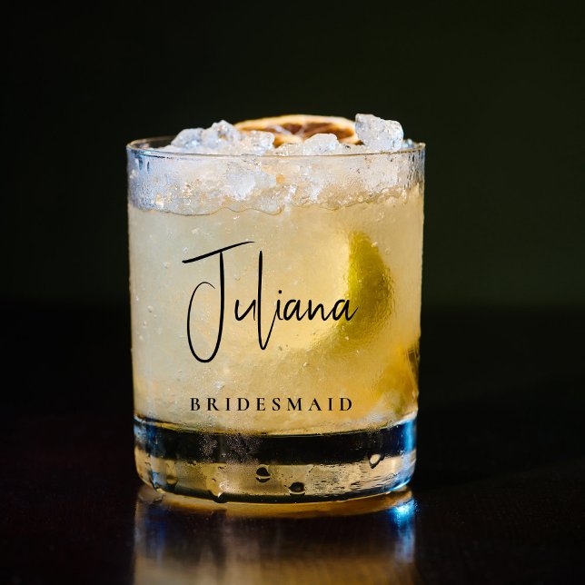 Chic Bridesmaid Bridal Bachelorette Party Whiskey Glass (Creator Uploaded)