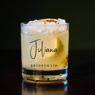 Chic Bridesmaid Bridal Bachelorette Party Whiskey Glass