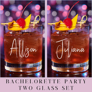Chic Bridesmaid Bridal Party Wedding Whiskey Glass