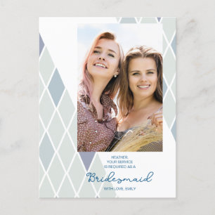 Chic Bridesmaid Elegant Abstract Photo Proposal  Postcard
