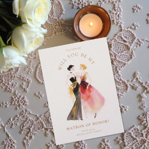 Chic Bridesmaid Proposal Card Two Ladies Toast