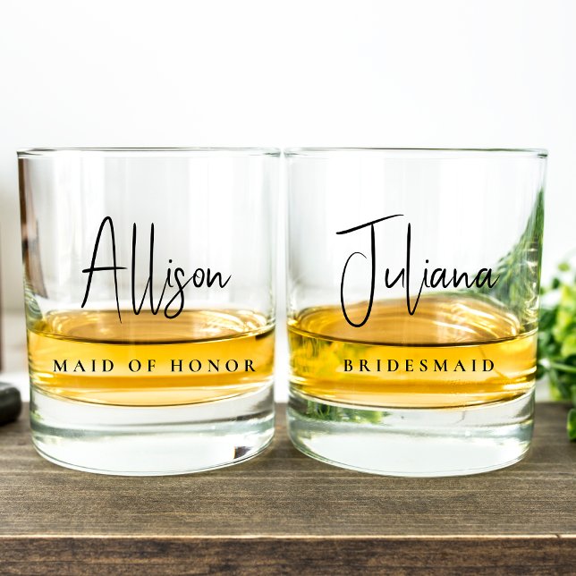 Chic Bridesmaid Wedding Bachelorette Party Whiskey Glass (Creator Uploaded)