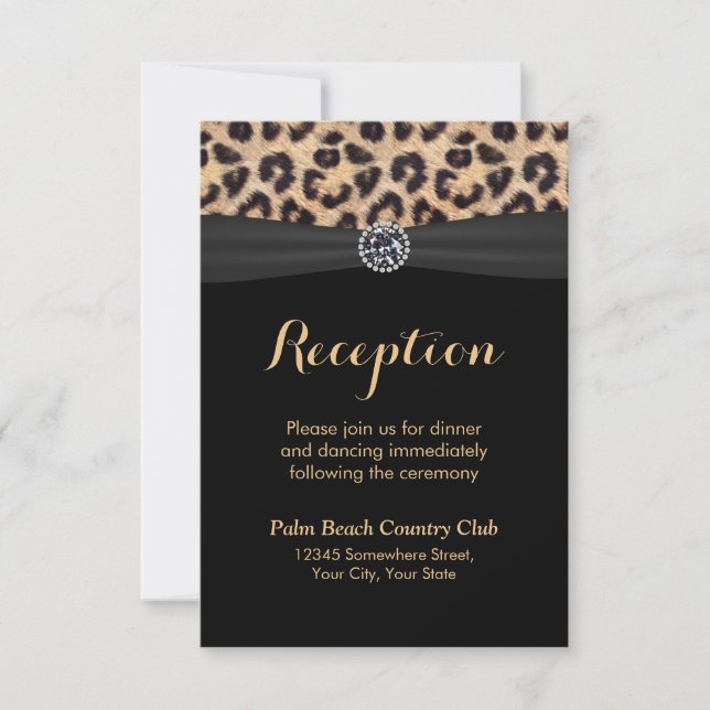 Chic Bright Diamond Leopard Wedding Reception Invitation (Front)