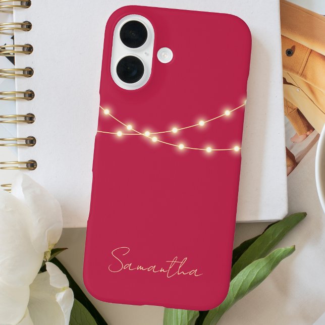 Chic Bright Pink Modern Monogrammed Case-Mate iPhone Case (Creator Uploaded)