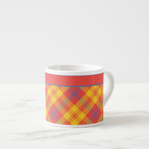 Chic Bright Red Yellow and Blue Plaid Espresso Mug