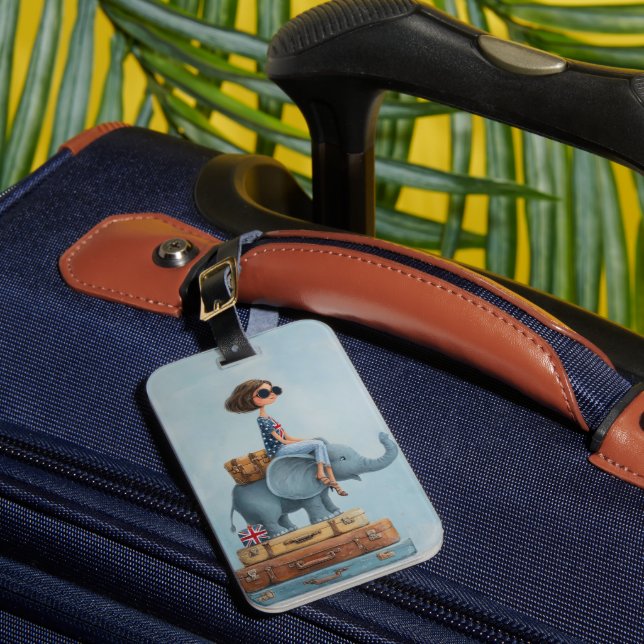 Chic British Woman Luggage Tag (Front Insitu 1)